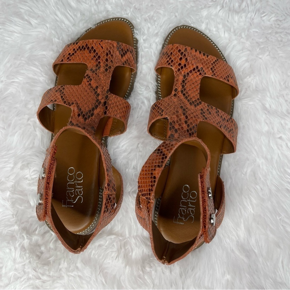 Franco Sarto Genevia Snakeskin Ankle Wrap Gladiator Sandal Size 8